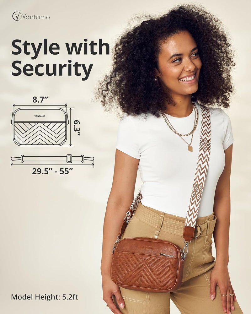 Vantamo Crossbody Bags For Women with Anti-Pickpocket Clip, Premium Purses for Women, Adjustable Strap Handbags & Gift Box - Image 2